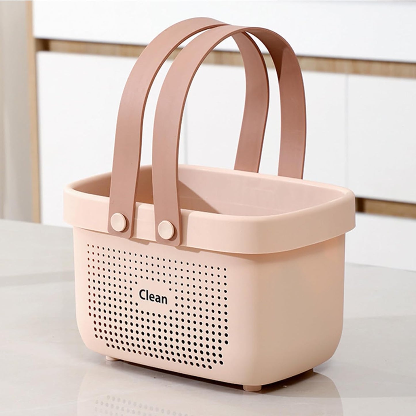 JiatuA Plastic Storage Basket with Handle Portable Shower Caddy Tote Organizer Basket Bin for Bathroom Kitchen Dorm Room Bedroom, Green