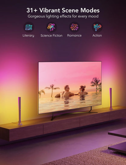 Govee RGBIC Light Bars, 15 Inches WiFi TV Backlight Suitable for 45-70 inch TVs, Smart Light Bars with Multiple Placement Options, Work with Alexa and Google Assistant, Black