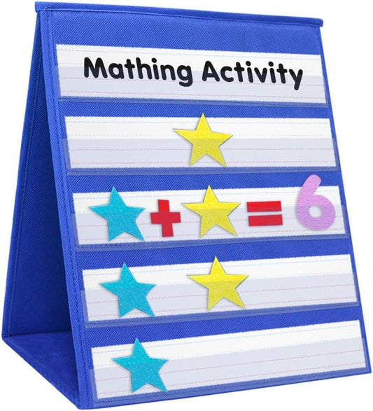Magnetic Desktop Tabletop Pocket Chart Stand, Double Sided Small Pocket Chart for Classroom Home (15" X 12.5")