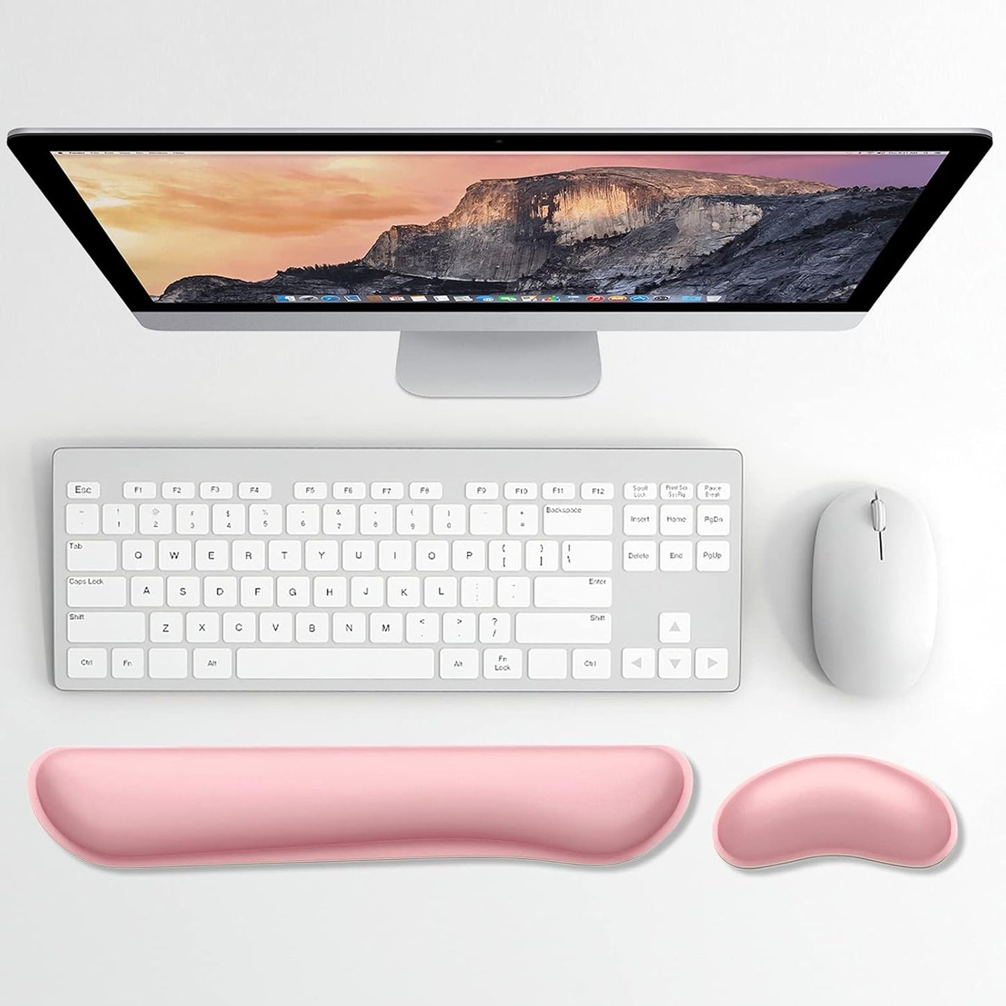 Dapesuom Enlarge Keyboard Wrist Rest, Memory Foam Keyboard Wrist Cushion for Computer Desk Mats Support, Pain Relief Ergonomic Mouse Pad Rests with Non-Slip Base for Gaming, Laptop, Radiant Orchid