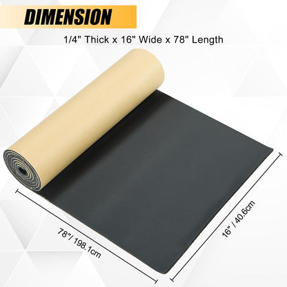 Sponge Neoprene Foam Rubber Sheet with Adhesive, 1/4" T x 12" W x 54" L, 4.5 Sqft for DIY Padding, Gaskets, Weatherproofing, Soundproofing, Vibration Dampening, Sponge Neoprene Foam Rubber Sheet