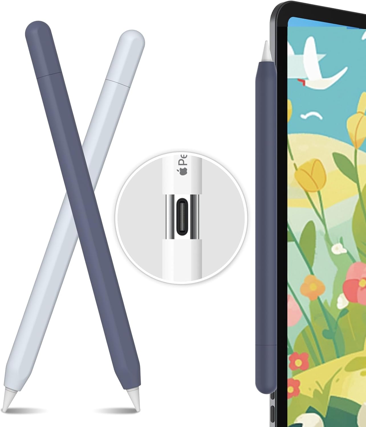 AhaStyle Silicone Case for Apple Pencil (USB-C) 2023 Ultra Thin Proteative Cover Skin Apple Pencil Sleeve Anti-Slip Grip Compatible with Apple Pencil USB C (Lavender)