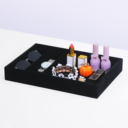 Bedside Organizer - Multi-use Holder for Desk Drawer, Nightstand, Desktop - Catchall Tray for Jewelry, Sunglasses, Phone, Watch, Perfume, Lipstick (Beige 5Grid)