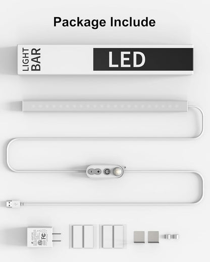 ASOKO Under Cabinet Led Lighting, 12 Inch Light Strip Bar, Daylight White 5000K Dimmable Plug in USB Light, Small Thin Led Under Counter Lighting for Kitchen/Room/Shelf/Desk/Display Case