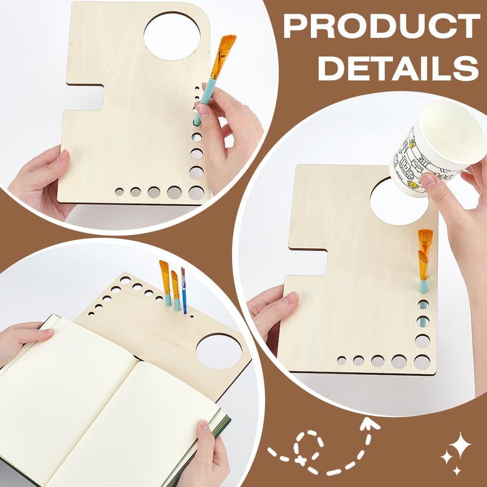 BENECREAT 2Pcs Wooden Portable Drawing Book Stand, Mini Sketchbook Easel Compact Sketch Board for Brush Organiser for A6 Sketchbook, Oil Brush, Painting, Sketching Notes and Exercises