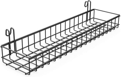 ANZOME 2 Pack 15.7 Inch Extra-Wide Hanging Wall Baskets, Sturdy Black Metal Wire Storage Basket, Fits Grid Panels with 1-2 Inch Spacing (Panel Not Included), Garage Craft Kitchen Pantry Wall Organizer