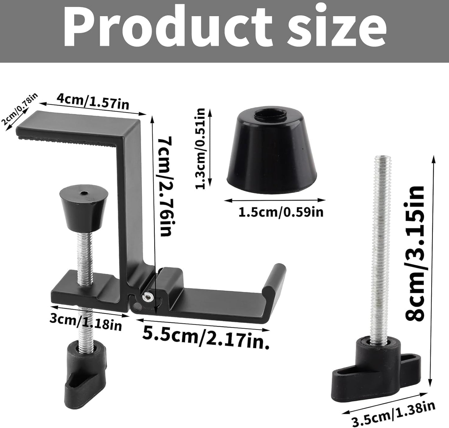 JAKO Headphone Stand for Desk, Aluminum Alloy Foldable Headphone Holder - Headset Stand Hook Mount, PC Gaming Headset Holder Under Desk Clamp for Office, Computer, Student Class Table, Handmade Table