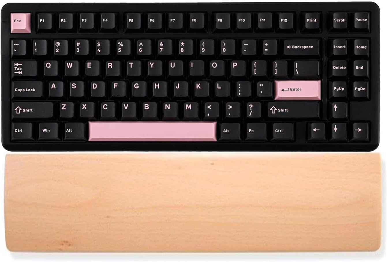 HomeDo Wooden Wrist Rest for Mechanical Keyboards, Support pad for Palm, Ergonomic Rest for Typing and Gaming,Palm Rest,Hand Rest (Beech,17.32”x3.15”(104 Key 100%))