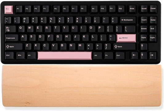 HomeDo Wooden Wrist Rest for Mechanical Keyboards, Support pad for Palm, Ergonomic Rest for Typing and Gaming,Palm Rest,Hand Rest (Beech,17.32”x3.15”(104 Key 100%))