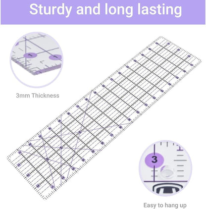 Headley Tools Rotary Cutter Set - 45mm Fabric Cutter, 5 Extra Rotary Blades, A3 Cutting Mat, Quilting Ruler and Sewing Clips, Craft Knife Set, Ideal for Crafting, Sewing, Patchworking, Purple
