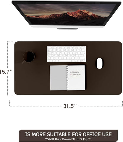 YSAGi Non-Slip Leather Desk Pad, Waterproof Laptop Computer Desk Keyboard Mat, Table Protector Blotter Mat, Large Mouse Pad for Office/Work/Home/Decor(Black, 31.5" x 15.7")