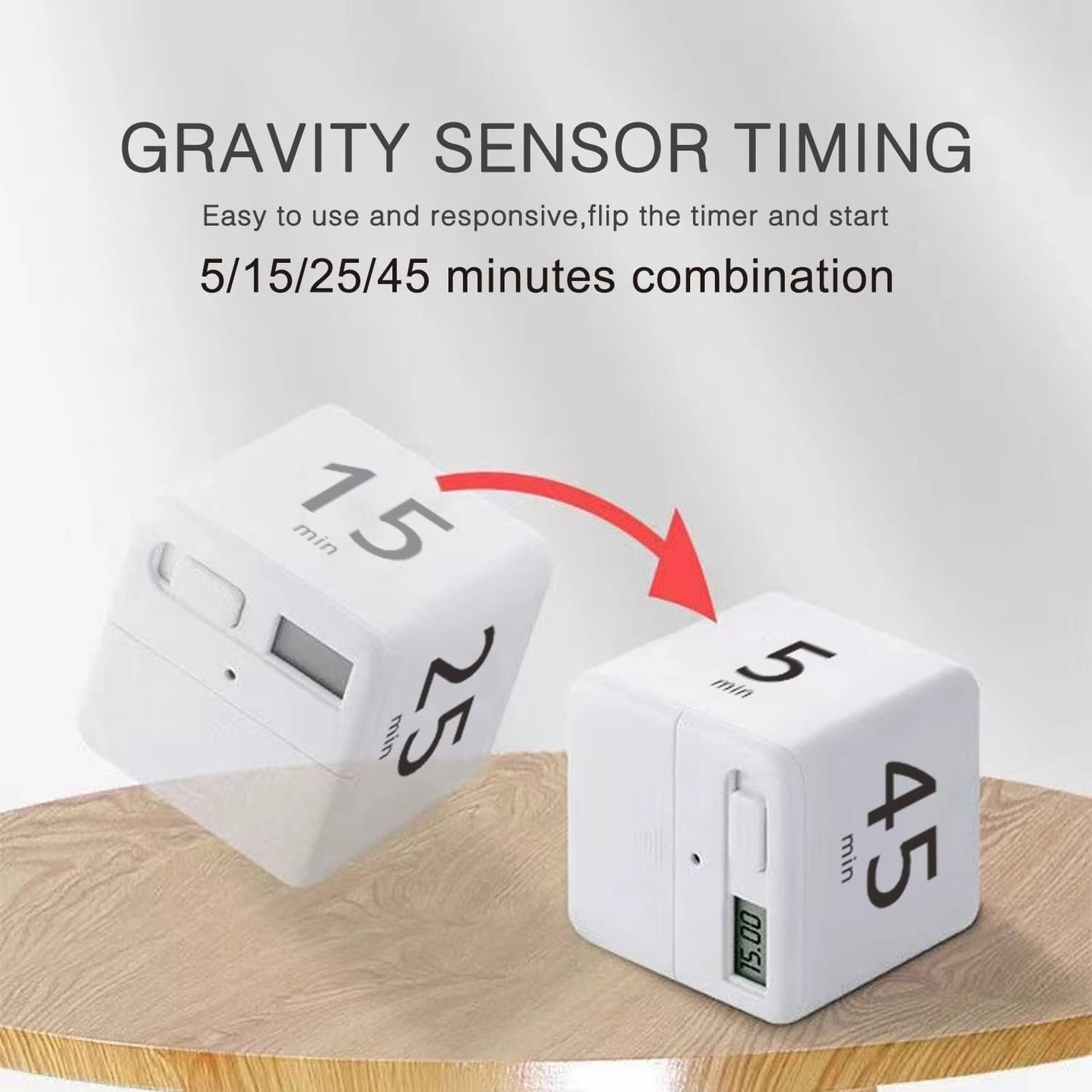 Cube Timer, Productivity Visual Timer 1/3/5/10 Minutes Preset, Desk Portable Rotating Multi Timers for ADHD Time Management Work Study Cooking Workout School