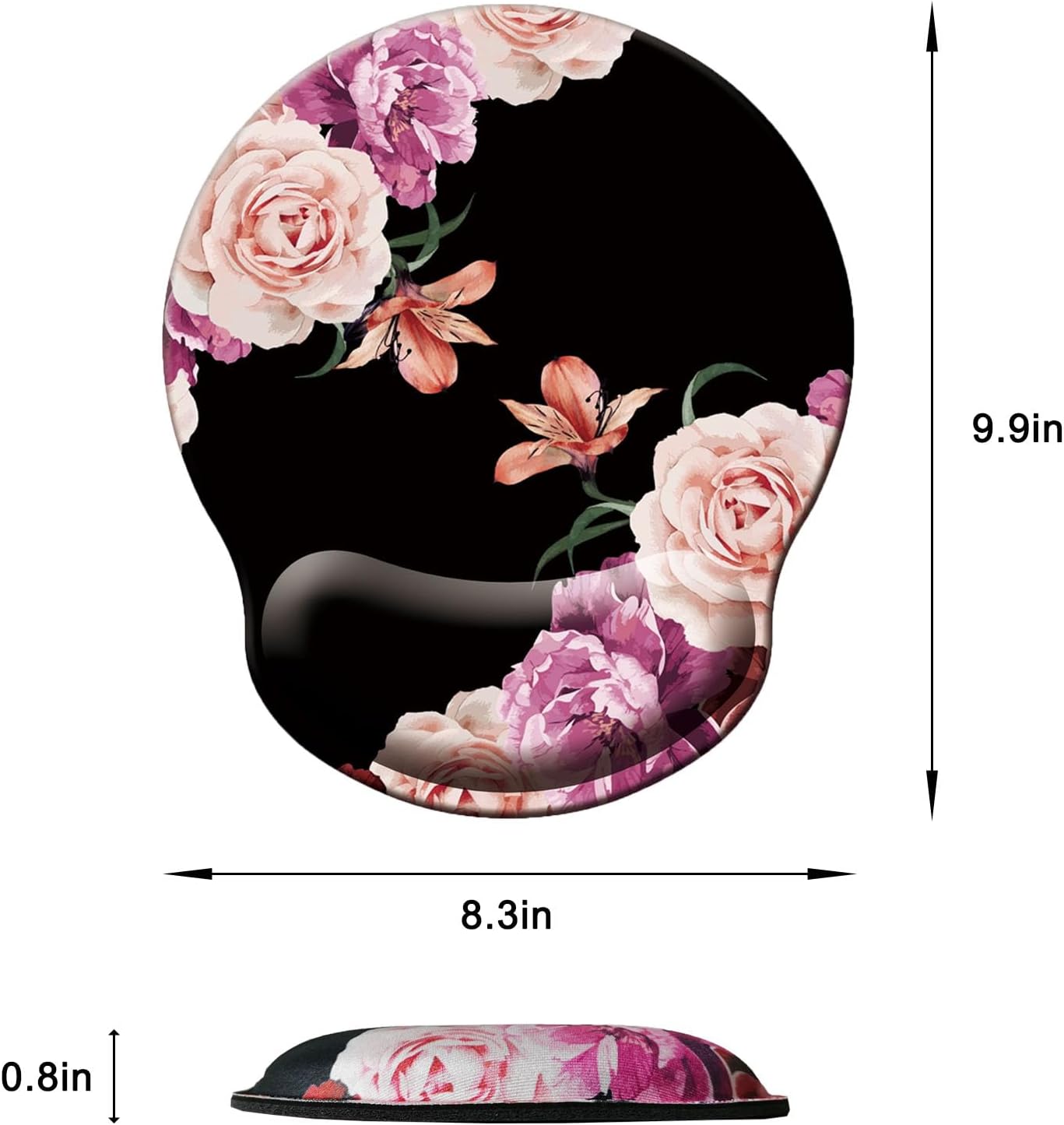 Mouse Pad with Wrist Support, Ergonomic Mouse Pad with Memory Foam Wrist Rest Cushion, Non-Slip Rubber Base Gaming Mice Pad for Home Office Computer Laptop, Flowers Grass