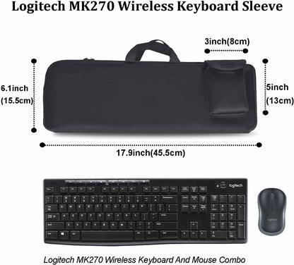 Wireless Keyboard Mouse Sleeve Travel Case Neoprene Shockproof Protective Keyboard Case for Logitech MK270 Wireless Keyboard And Mouse Combo (Black)