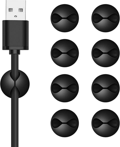 CHEFBEE 8 Pack Adhesive Cable Clips, Cable Cord Holder Organizer Management System for Desk, Wire Clips for All Your Computer, Electrical, Charging or Mouse Cord, White