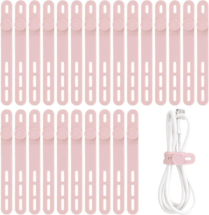 Oligei 25 Pcs Silicone Cable Ties, Cable Ties Reusable, High Elasticity Cord Wraps for Electrical Cords, Cord Organizer for Earphone, Phone Charger(Black)