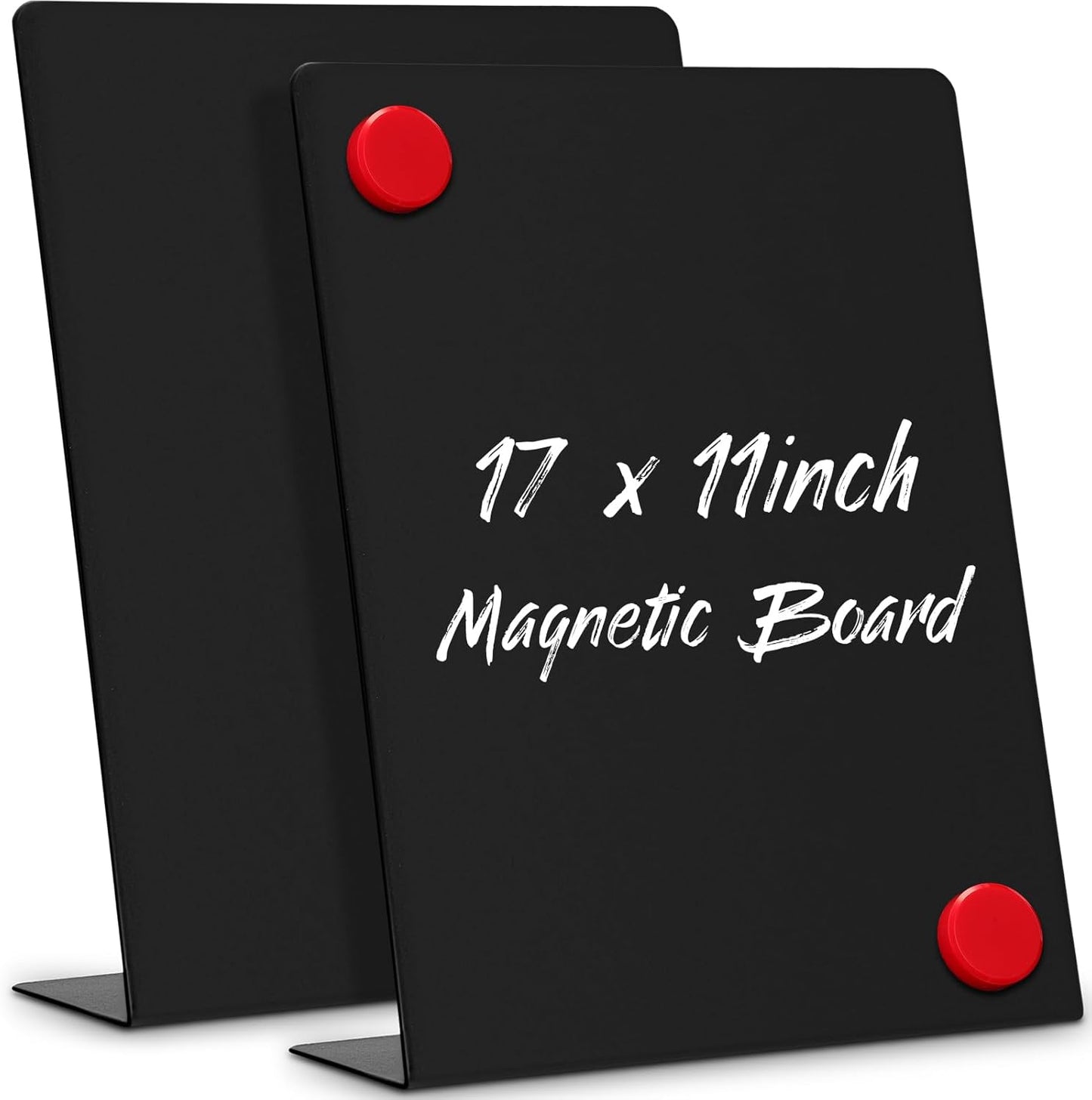 Fainne 1 Pc Magnetic Bulletin Board with Easel Stand Mini Magnet Metal Tabletop Memo Display Board for Back to School Menu Table Office Supplies (Black,11 x 8.5 Inches)