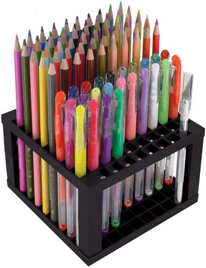 Foraineam 4-Pack 96 Holes Pencil & Brush Holder - Plastic Desk Organizer Stand Holder for Pencils, Pens, Paint Brushes, Modeling Tools, Office & Art Supplies