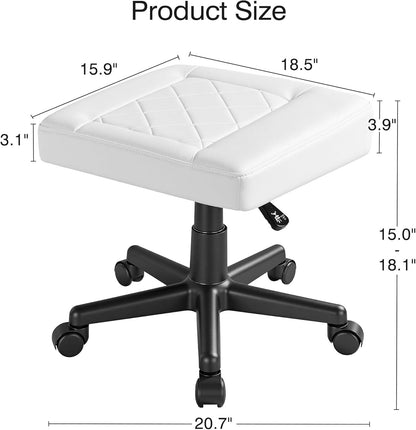 VECELO Under Desk Footrest, PU Ergonomic Foot Rest with Wheels, Comfort Padding, Height Adjustable for Relieving Leg Pain, Stiffness, Black