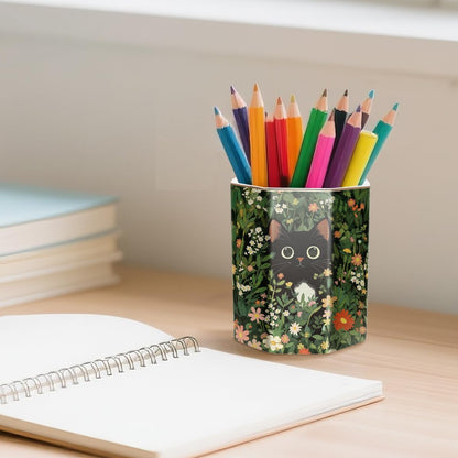 Pen Holder, Pencil Holder for Desk, Marble Desk Organizer Cute, Durable Ceramic Pencil Cup, Decorative Makeup Brush Holder Cup, Stationery Holder for Office, Home, Gray Marble