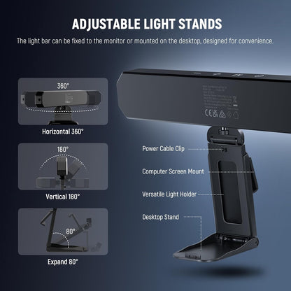NEEWER Basics 12W Dual Monitor Light Bar with Stands, LED Lamp for Home Office Video Conference Lighting Desk Computer Laptop Webcam Zoom Streaming, Bi Color, Remote/Touch Control Dimmable, L10