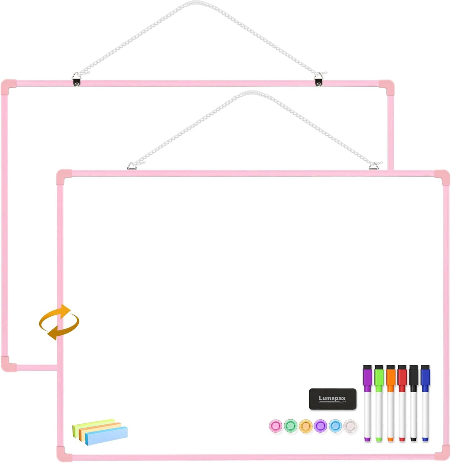 Small Dry Erase Board for Wall, 16" x 12" Double-Sided Hanging Whiteboard, Magnetic White Board with 4 Markers, 4 Magnets and 3 Mini Sticky Notes, Portable Whiteboard for Kids, School, Home, Office