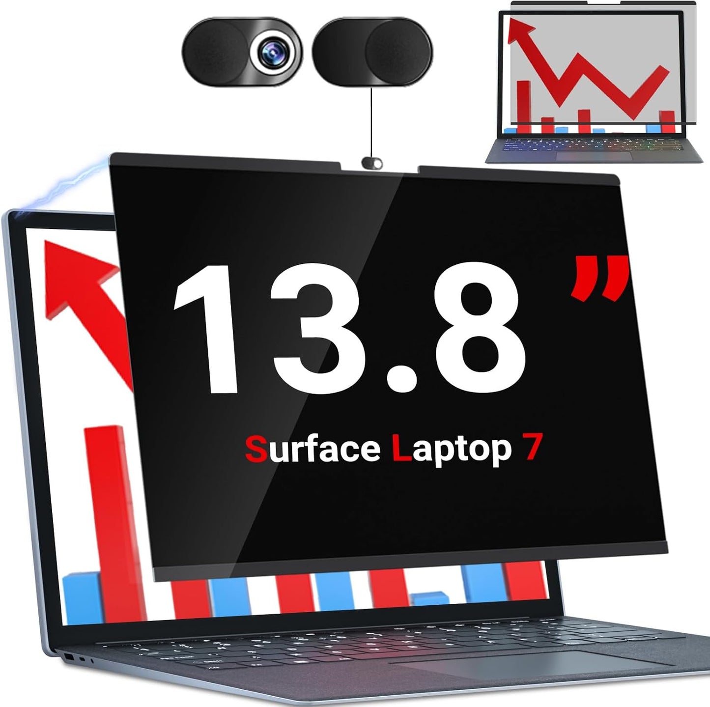 ZOEGAA Surface Laptop 7 Privacy Screen,Magnetic Removable Touchable Privacy Screen for Microsoft Surface Laptop 13.8 inch,Anti-Blue Light Anti-Scratch