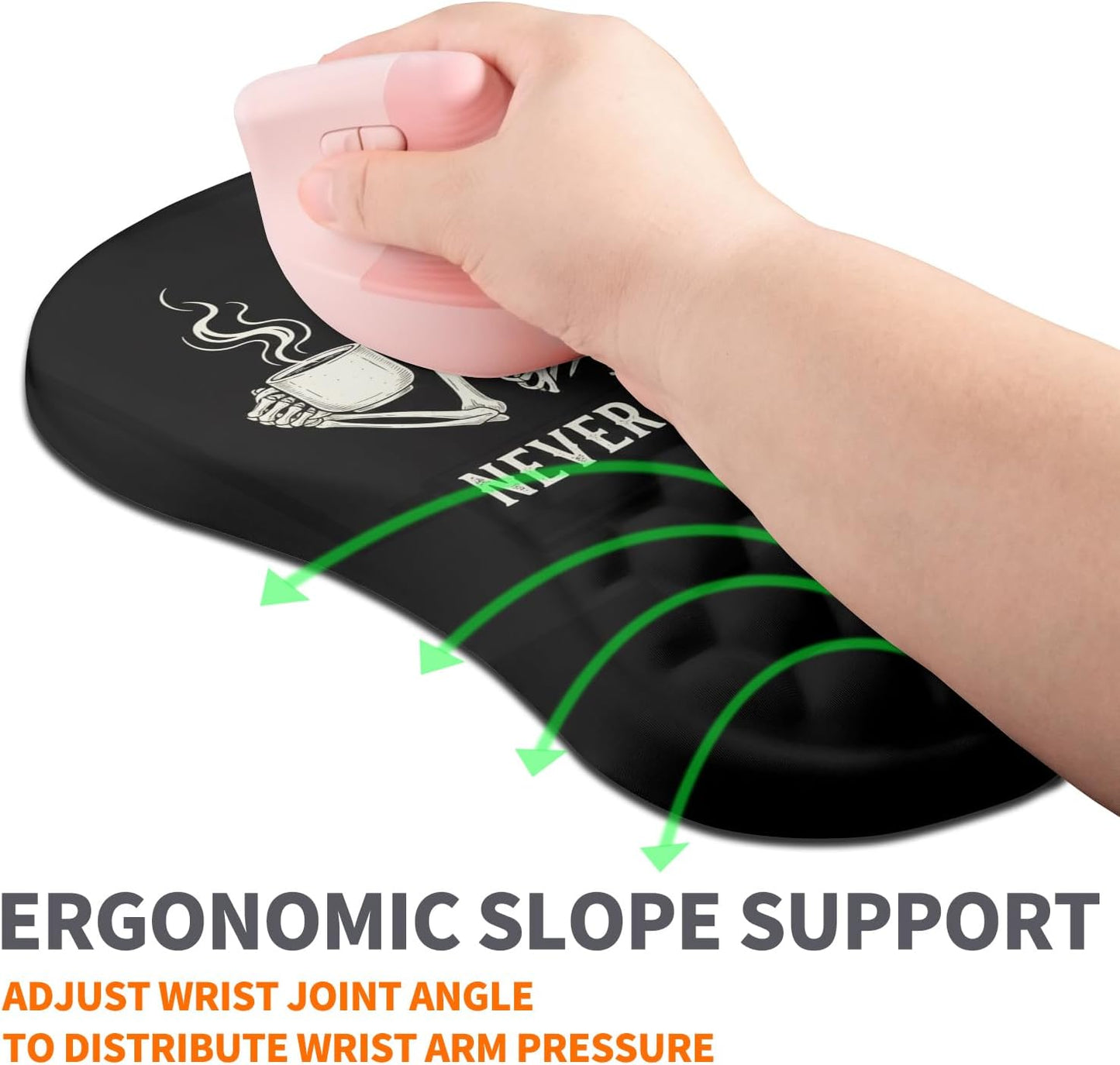 Ergonomic Joint Wrist Support Mouse Pad with Memory Foam Cushion Massage Bump, Carpal Tunnel Pain Relief Mousepad Slope Design for Wrist Rest, 11.8x7.9 in, Black
