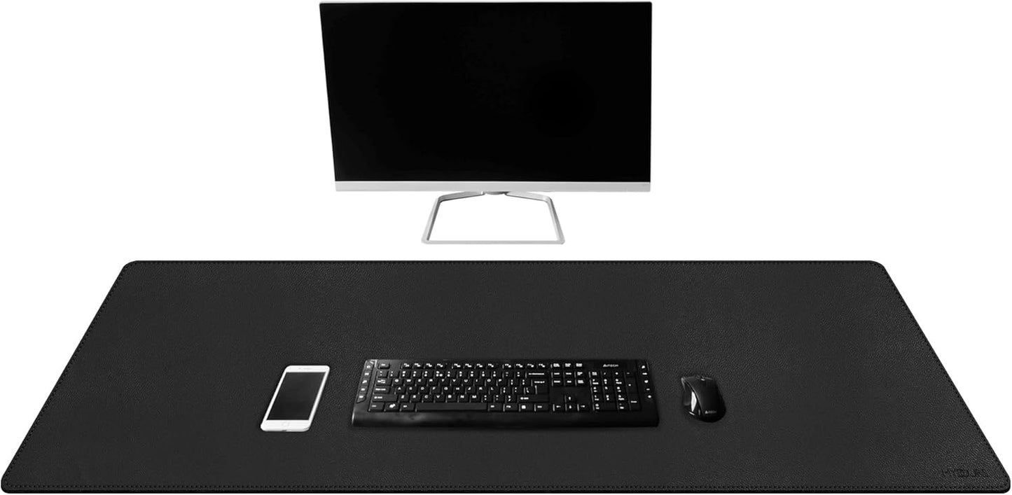 Mydours 40" x 20" Extra Large Desk Mat, PU Leather & Cork Desk Pad, Large XXL Desk Mouse Pad for Workstation, Office, Home, Computer Desk Mat with Keyboard & Mouse (Black)