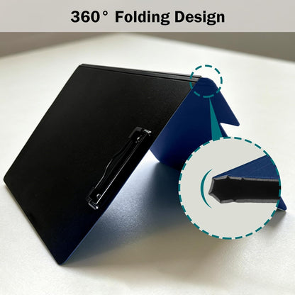 SITHON Foldable Clipboard Folder with Pen Slot, 360° Rotating PP Writing Pad with Dual Low Profile Metal Clips, Durable A4/Letter Size Document Folder for Nurses Classroom Business Office