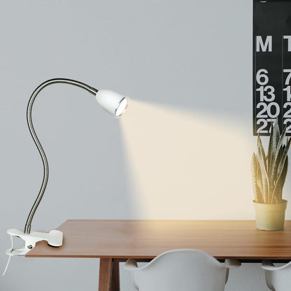 Desk lamp Eye-Caring Table Lamps, 360°Rotation Gooseneck Clip on Lamp Reading Light Portable Reading Book Light Clamp Study Desk Lamps for Bedroom and Office Home Lighting (Black)
