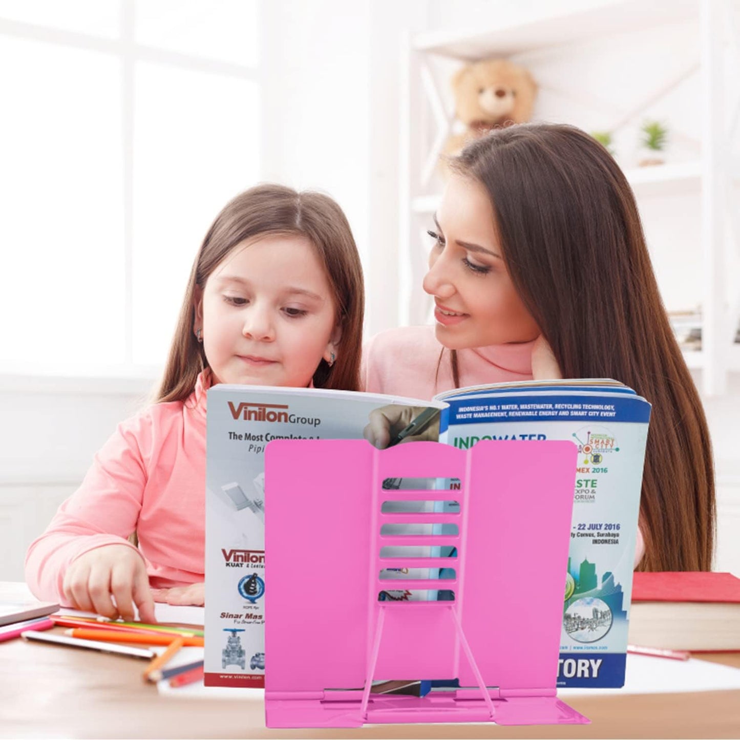 Honagu Book Stand Metal Desk Book Holder, Book Holders for Reading Hands Free, Adjustable Cookbook Documents Holder, Portable Bookstand for Music Books, Textbook, Recipe, Tablet, Ipad (Black)
