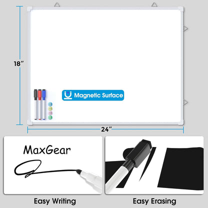 MaxGear Double-Sided Dry Erase Board for Wall, 16"x12" Hanging Whiteboard, Small Dry Erase White Board with 3 Markers and 4 Magnets, Portable Whiteboard for Planning, Drawing, Memo, to Do List