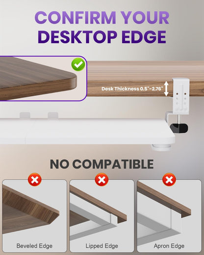 Ergonomic Mouse & Keyboard Tray Under Desk, Pull Out with Adjustable C-clamp, 20 (25.9 Including Clamps) x 11.8 Inch Slide Out Computer Keyboard Drawer Mouse Tray for Typing, Rustic Brown