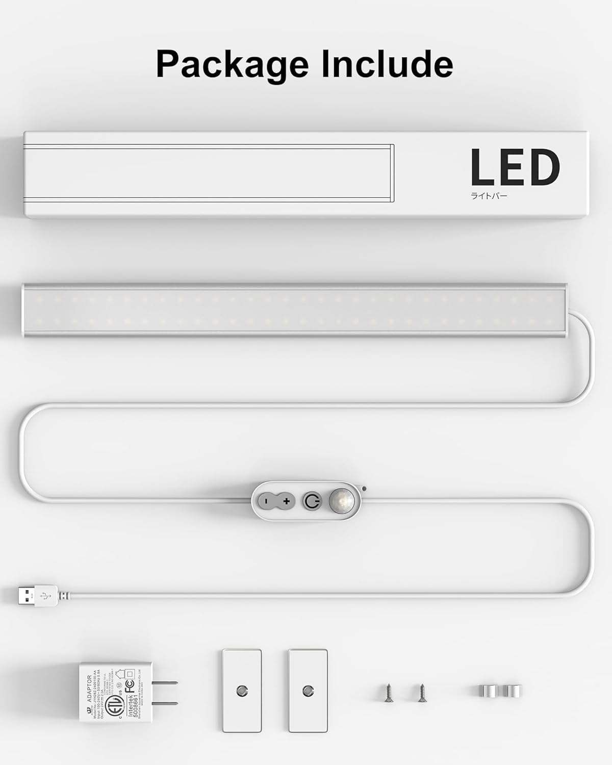 ASOKO Under Cabinet Led Lighting, 12 Inch Light Strip Bar, Daylight White 5000K Dimmable Plug in USB Light, Small Thin Led Under Counter Lighting for Kitchen/Room/Shelf/Desk/Display Case