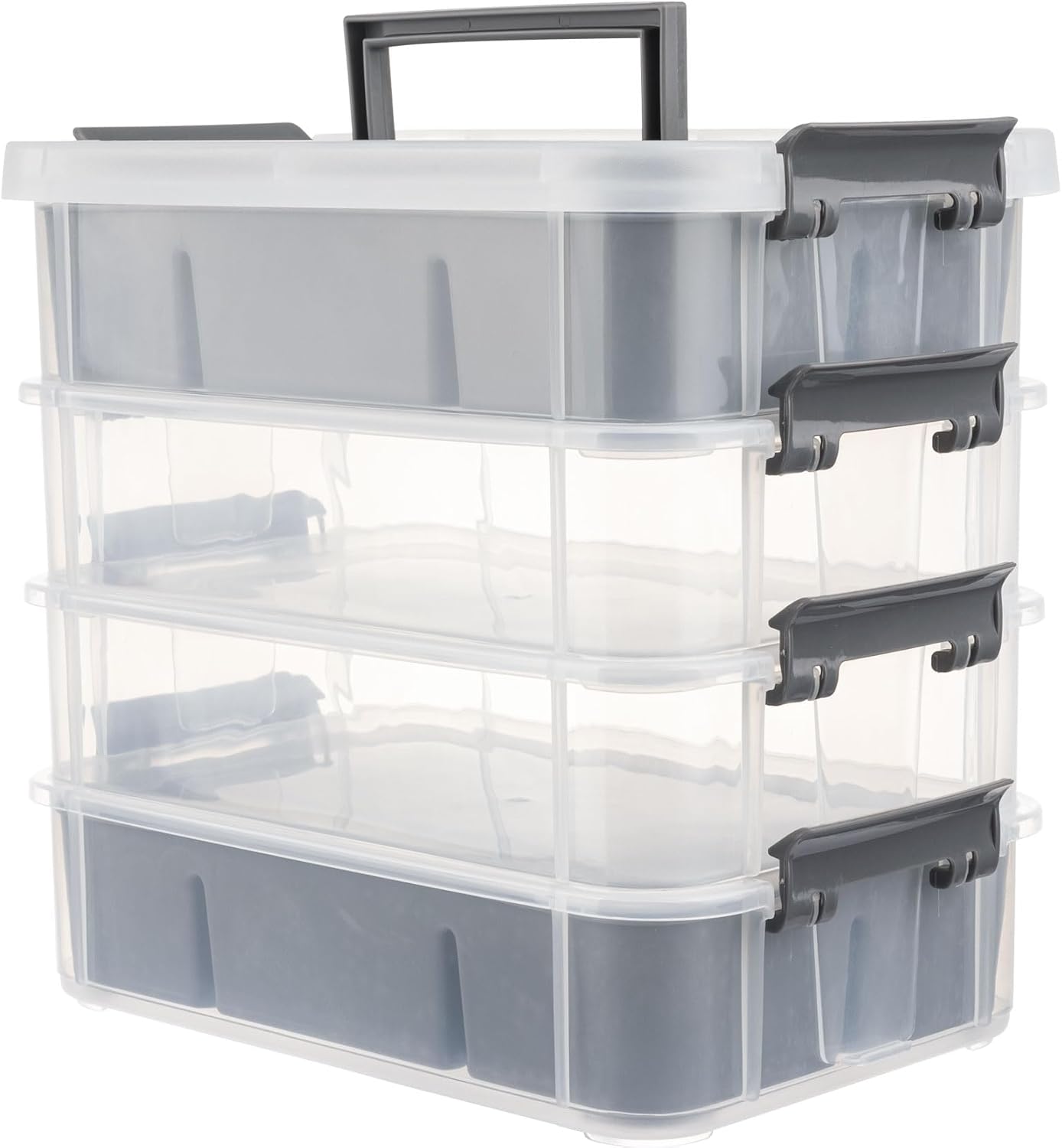 CraftGenes Art Supply Storage Organizer with 2 Removable Trays, 4-Layer 10QT Durable Craft Organizers and Storage for Sewing, Tool, Office Supplies, Art, Craft Supplies
