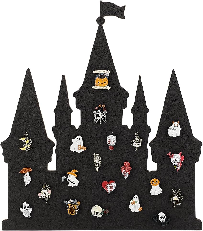 BENECREAT Castle Pin Board Cork Board, 14.2x11.8inch Bulletin Display Board Brooch Jewelry Display Cork Tray for Brooch Pin Collection Display, Office Home and School Decor