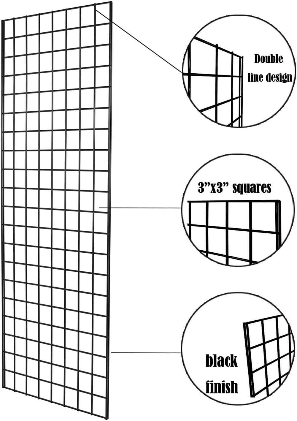 Grid Wall Commercial Grade Gridwall Panels – Heavy Duty Grid Panel for Any Retail Display Wall Grid 2' Width x 6' Height, White (Pack of 3)
