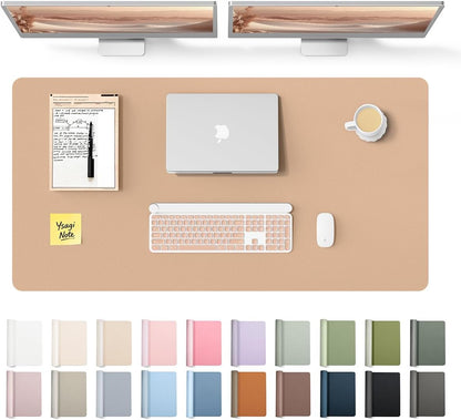 YSAGi Leather Desk Pad Protector, Office Desk Mat, Large Mouse Pad, Non-Slip PU Leather Desk Blotter, Waterproof Laptop Desk Writing Pad for Office and Home (23.6" x 13.8", Eggshell) - Colors B