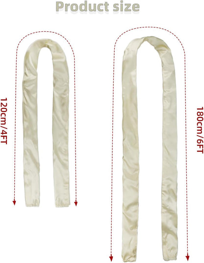2 Pack Satin Fabric Cord Cover Wire Cord Cover for Lamps Light Fixtures Lighting Wires Cable Management Hides Cables 6 Feet and 4 Feet Cable Sleeve