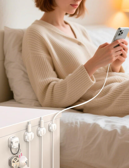 Cord Organizer, 8 Pack Cable Clips [1s Lock & Strongest Adhesive] Spring Cable Management, Cord Holder for Nightstand, Home Office Desk Accessories, Women Teen Cute Room Decor College Dorm Essentials