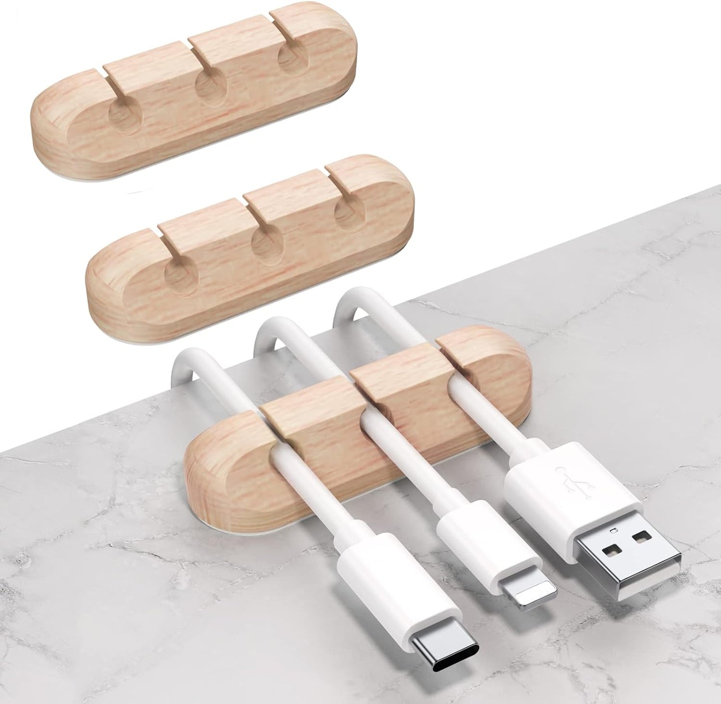 SOULWIT Cable Holder Clips, 3-Pack Cable Management Cord Organizer Clips Silicone Self Adhesive for Desktop USB Charging Cable Nightstand Power Cord Mouse Cable Wire PC Office Home - Black