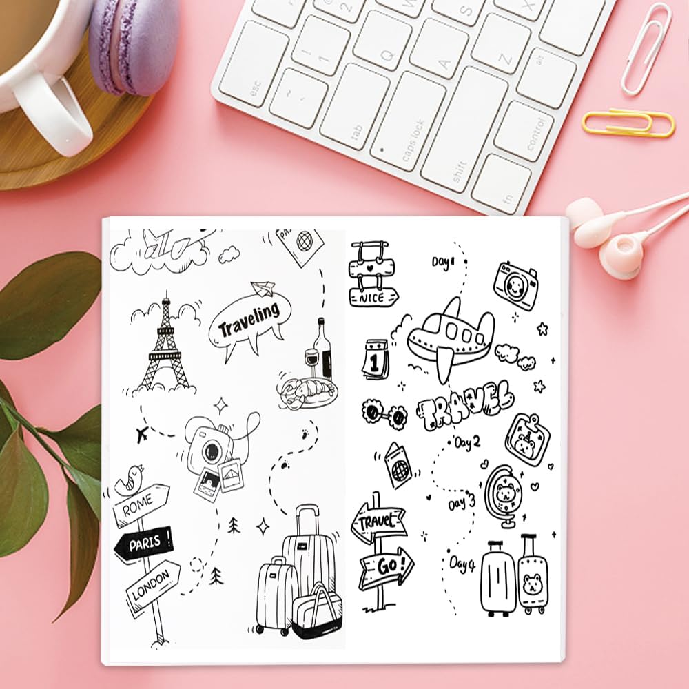 qianshan Travelers Notebook Inserts with PVC Sleeve,Undated Weekly Planner,Weekly To Do List Notepad,TN Journal,30 Sheets,8.5" x 4.7",Pocket Travelers Notebook for Journals,Diaries,Planners,Pink Cat