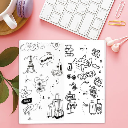 qianshan Travelers Notebook Inserts with PVC Sleeve,Undated Weekly Planner,Weekly To Do List Notepad,TN Journal,30 Sheets,8.5" x 4.7",Pocket Travelers Notebook for Journals,Diaries,Planners,Pink Cat