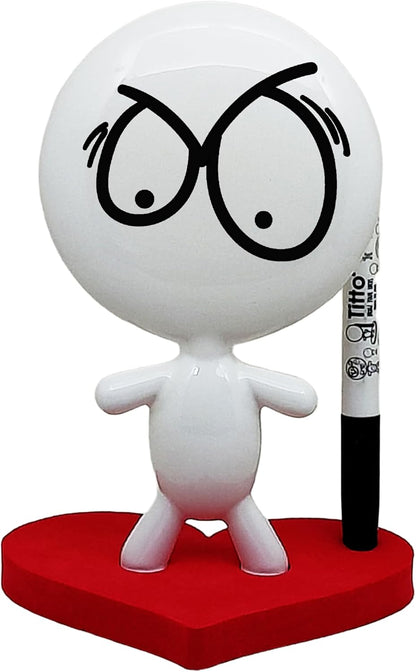 Dry Erase Board - TITTO in Love, Draw Your Ideas - Ceramic Doll - Black Office Design Desk - Coworkers Office Home Gift (Black)