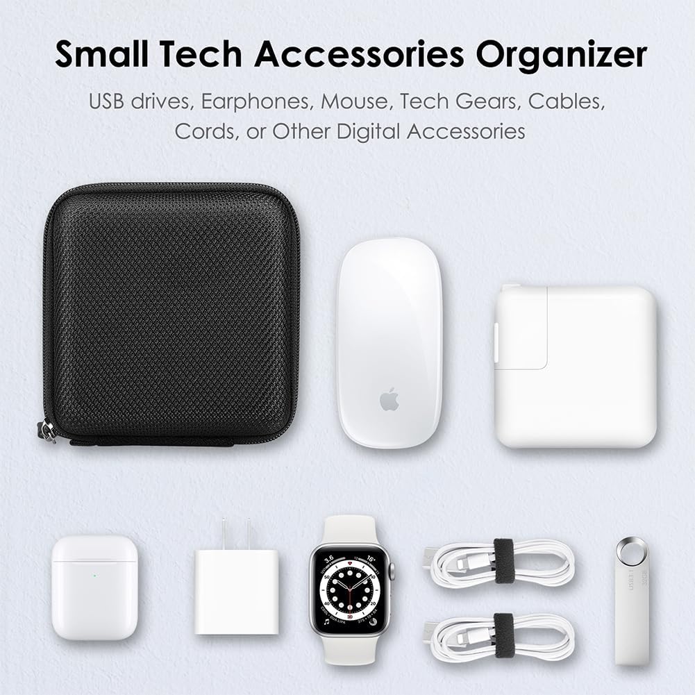 FINPAC Hard Case for MacBook Charger, Small Electronic Organizer Bag for MacBook Power Adapter, Portable Pouch Travel Storage for Laptop Accessories, Magic Mouse, USB Drives, GoPro, Gadgets - Black