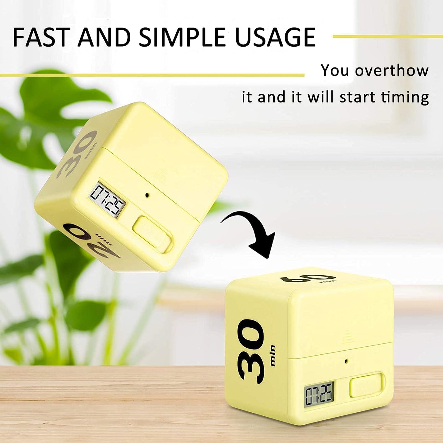 Cube Timer, Kids Timer with Gravity Sensor Flip 15 20 30 60 Mins Countdown Settings for ADHD, Time Management, Classroom, Productivity Workout, Kitchen, Cooking, Study (Pink)