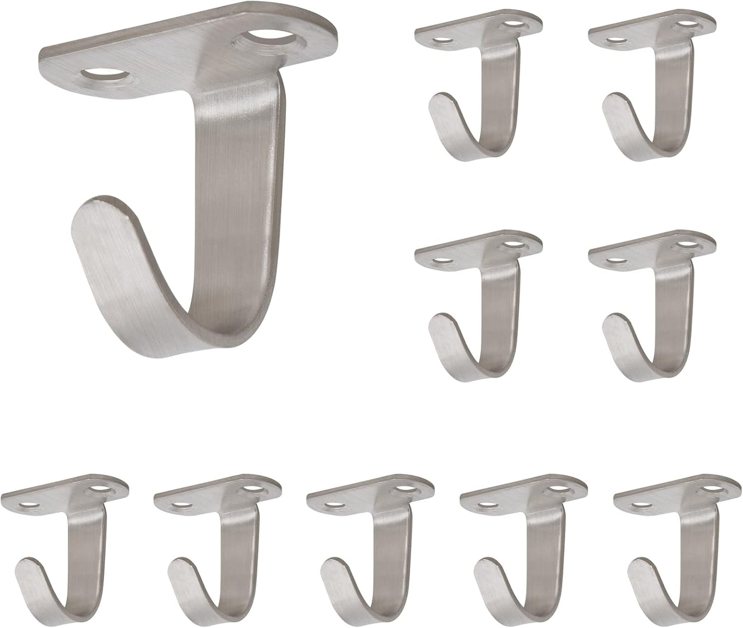 NearMoon Stainless Steel Screw Mounted Ceiling Hooks, Under-Shelf Towel/Robe Clothes Hook Heavy Duty Coat Hanger for Bathroom Kitchen Cabinet Garage, 10 Pack (Matte Black)