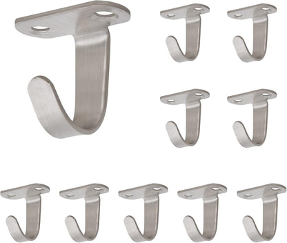 NearMoon Stainless Steel Screw Mounted Ceiling Hooks, Under-Shelf Towel/Robe Clothes Hook Heavy Duty Coat Hanger for Bathroom Kitchen Cabinet Garage, 10 Pack (Matte Black)