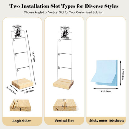 Monitor Memo Board Computer Monitor Memo Board Sticky Note Organizer Kidney Acrylic Desk Accessories Removable Wooden Base Set Sticky Notes 100 Sheets 11.8×3.1 inches